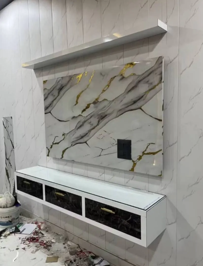 Marble-look TV wall