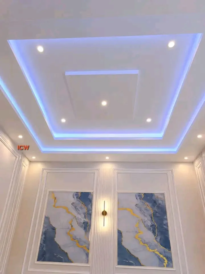 Ceiling with blue LED border