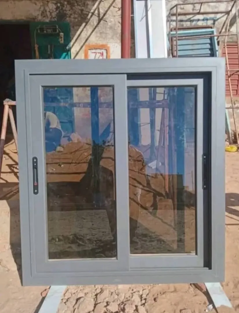 Grey aluminium sliding window